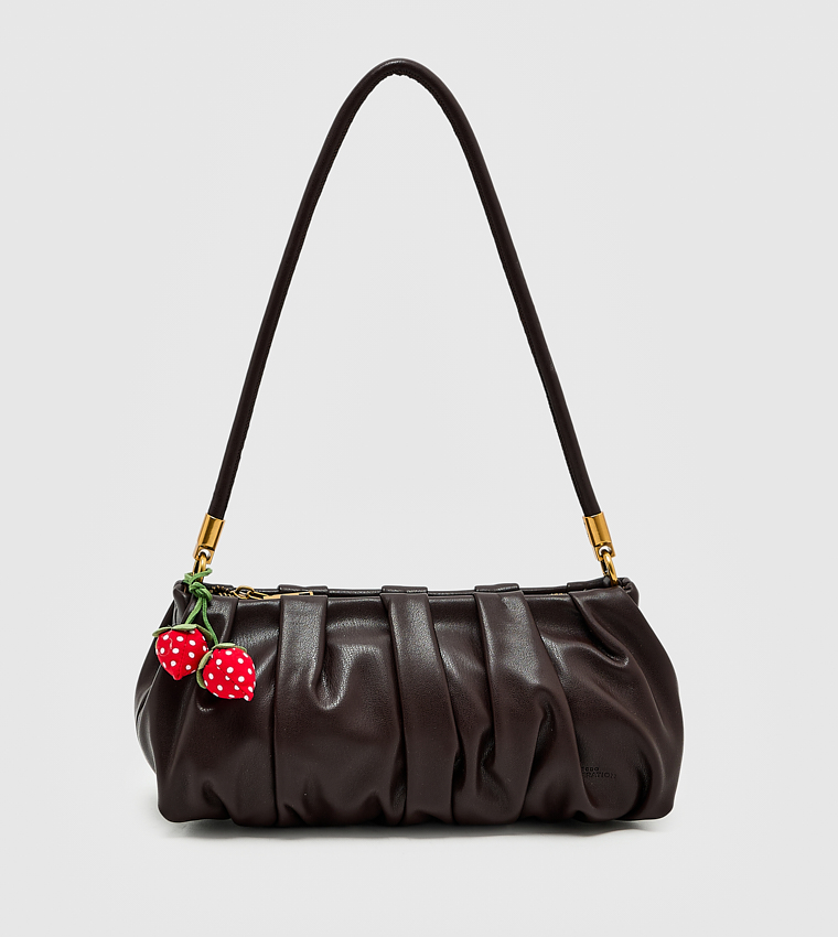 Ruched Zip Shoulder Bag, Small