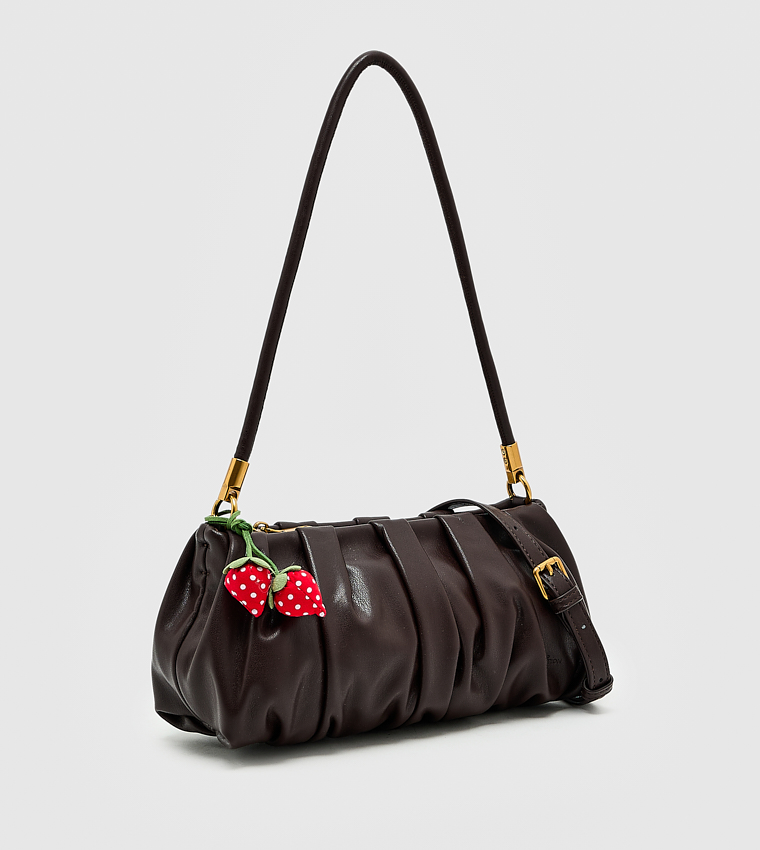 Ruched Zip Shoulder Bag, Small