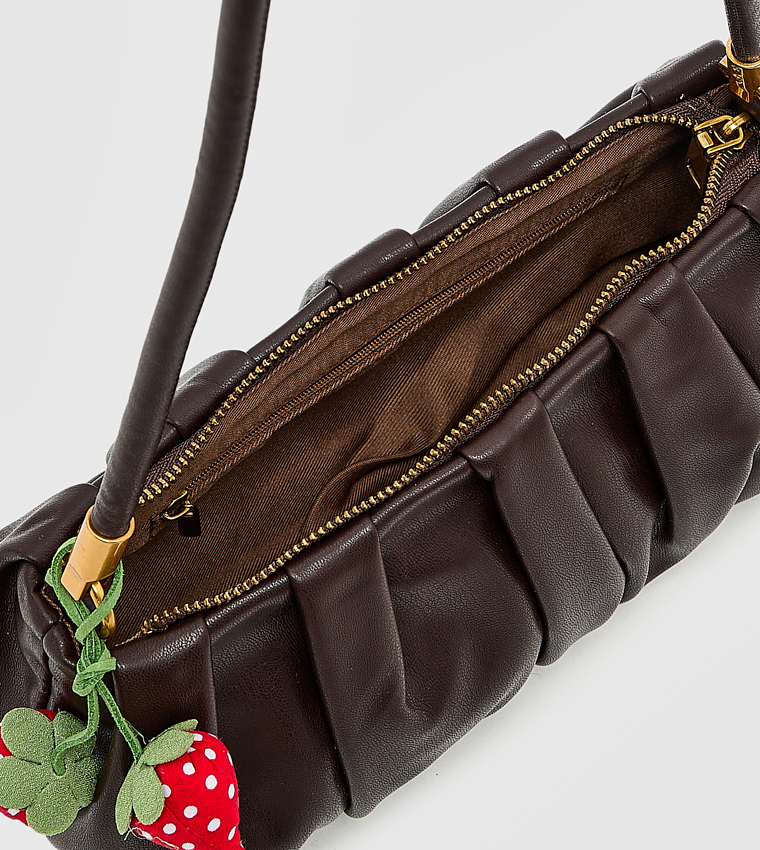 Ruched Zip Shoulder Bag, Small