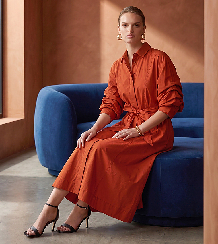 BCBG  Shirt & T-Shirt Dresses - Orange Shirt & T-Shirt Dresses