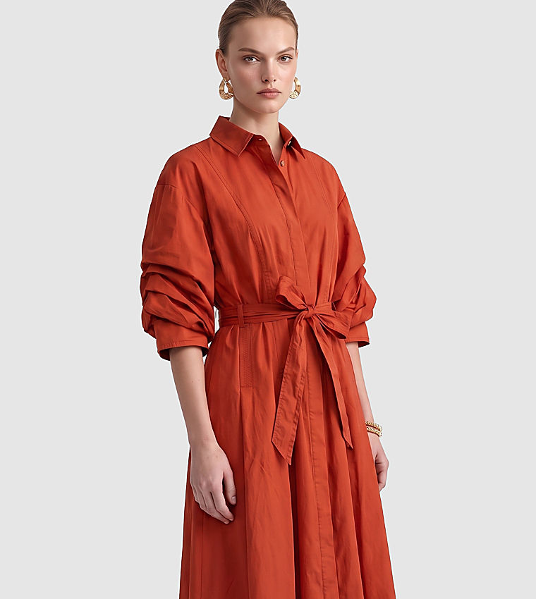 BCBG  Shirt & T-Shirt Dresses - Orange Shirt & T-Shirt Dresses