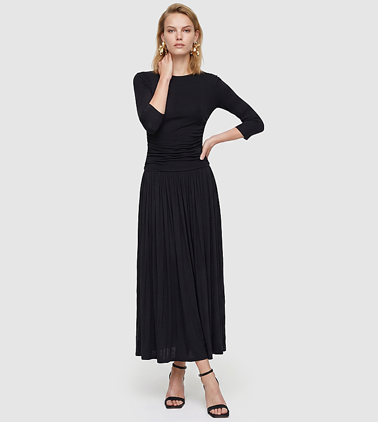 Solid Ruched Midaxi Dress