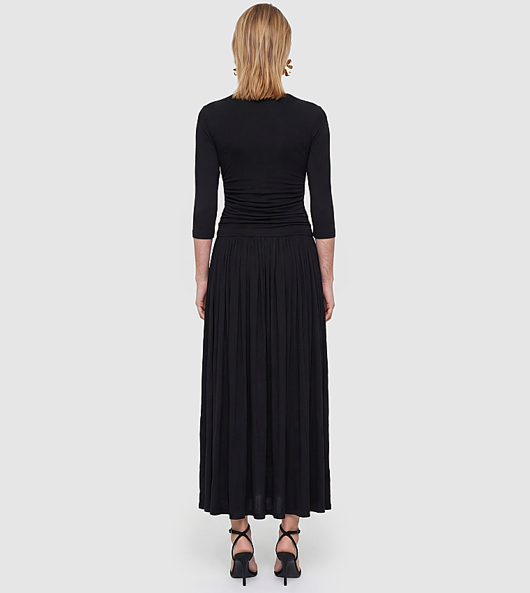 Solid Ruched Midaxi Dress
