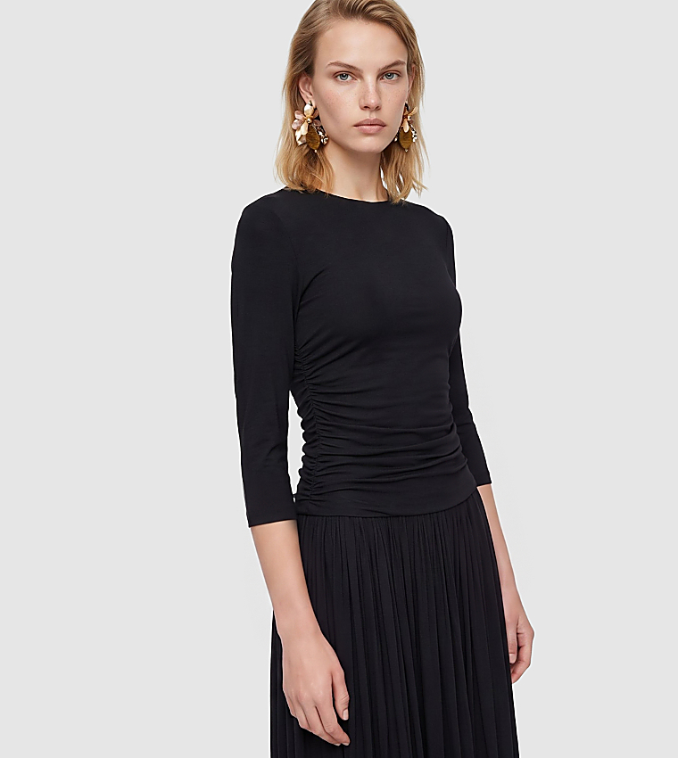 Solid Ruched Midaxi Dress