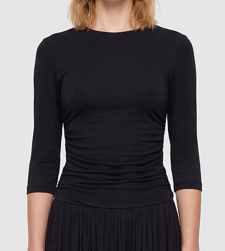 Solid Ruched Midaxi Dress