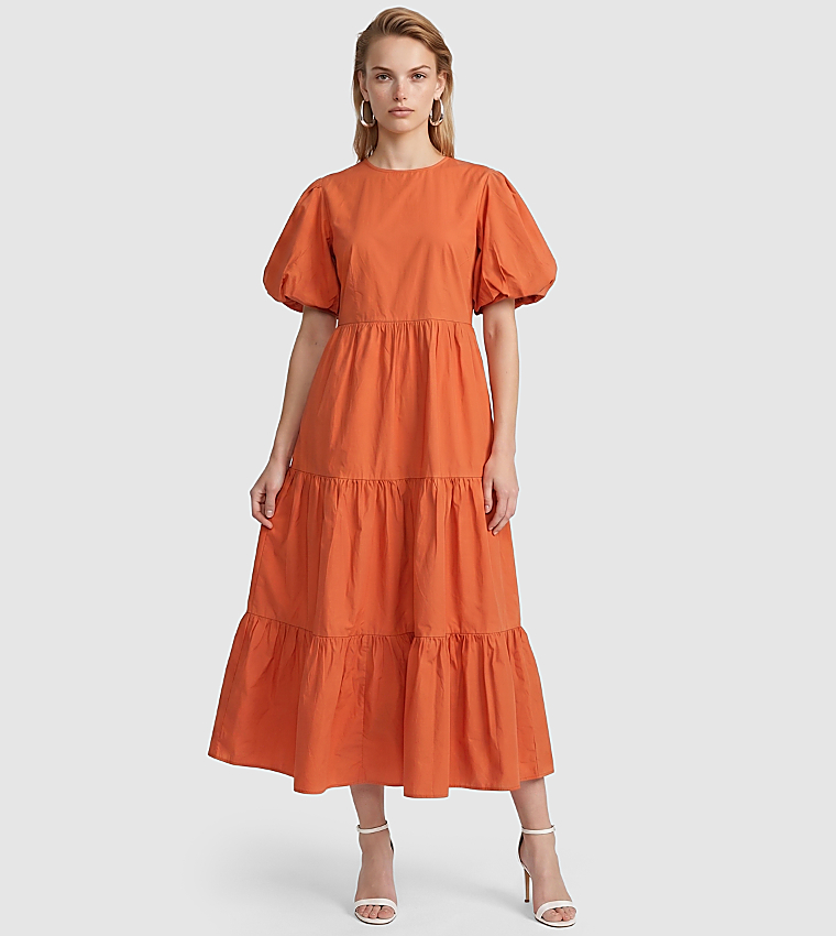 BCBG  Midi Dresses - Orange Midi Dresses