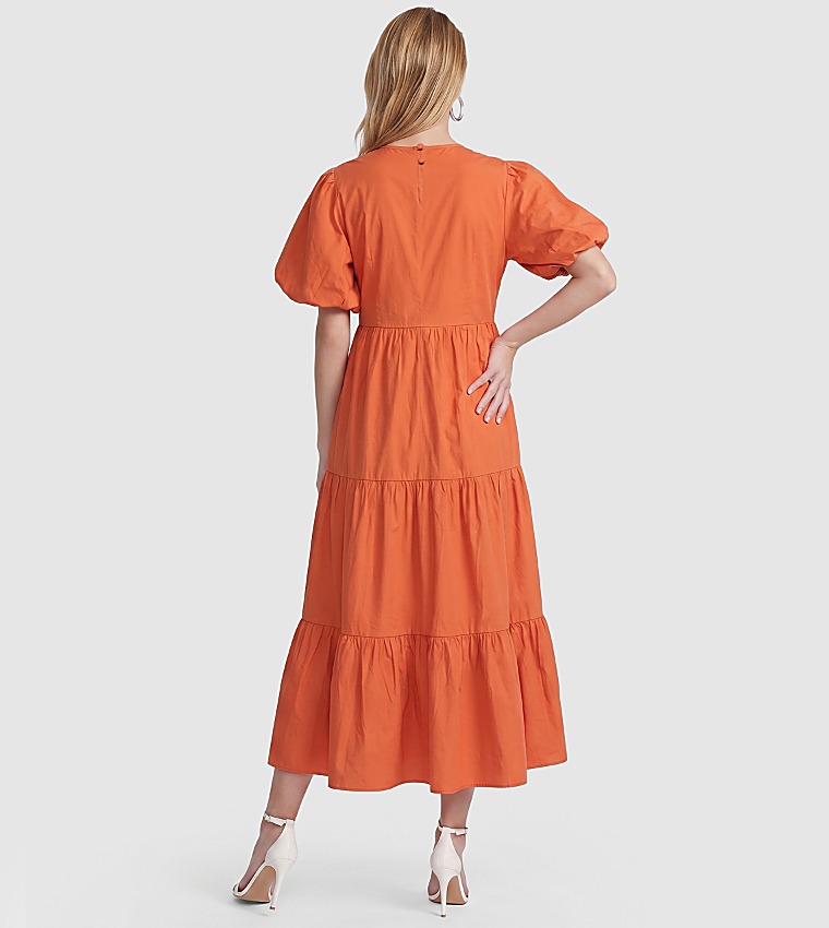 BCBG  Midi Dresses - Orange Midi Dresses