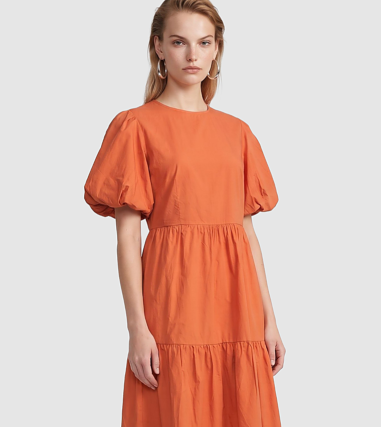 BCBG  Midi Dresses - Orange Midi Dresses