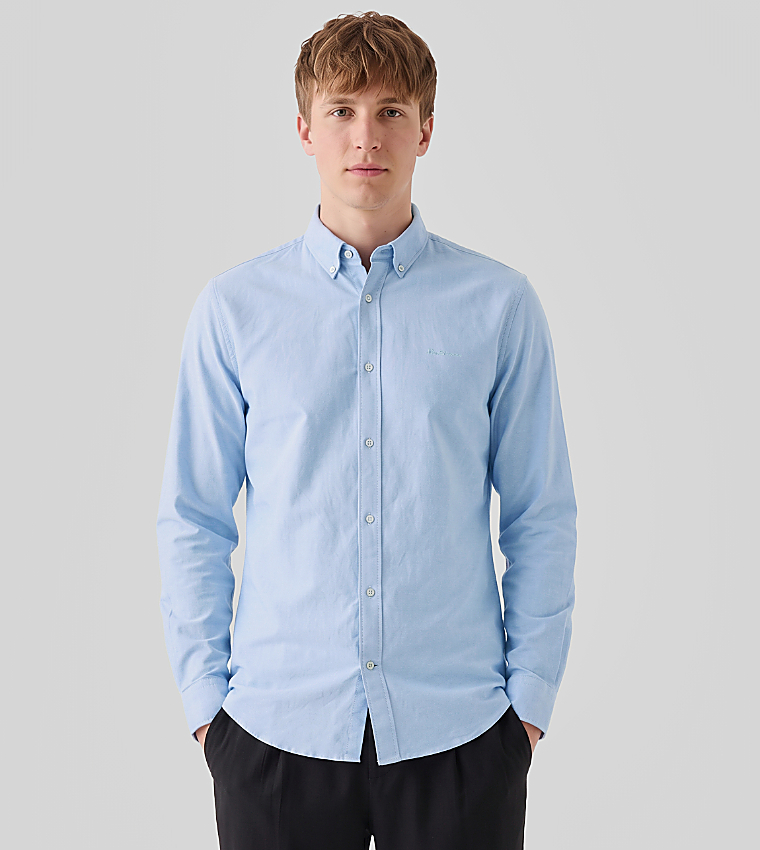 Solid Button-Down Collar Long Sleeves Shirt