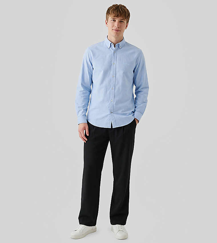 Solid Button-Down Collar Long Sleeves Shirt