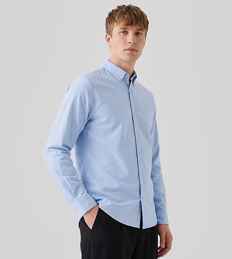 Solid Button-Down Collar Long Sleeves Shirt