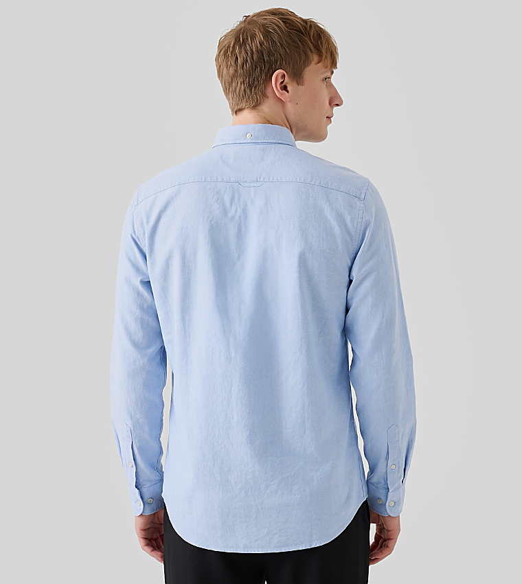 Solid Button-Down Collar Long Sleeves Shirt