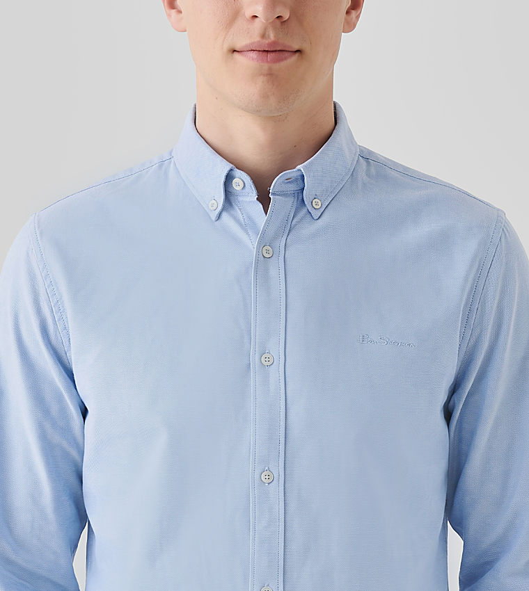 Solid Button-Down Collar Long Sleeves Shirt