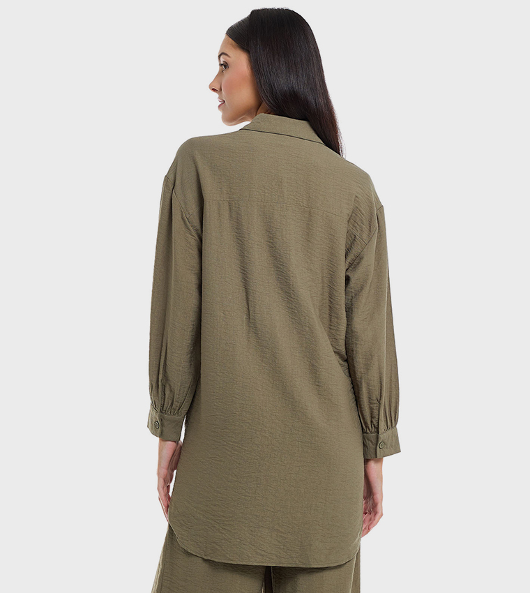 Solid Shirt Tunic with Classic Collar