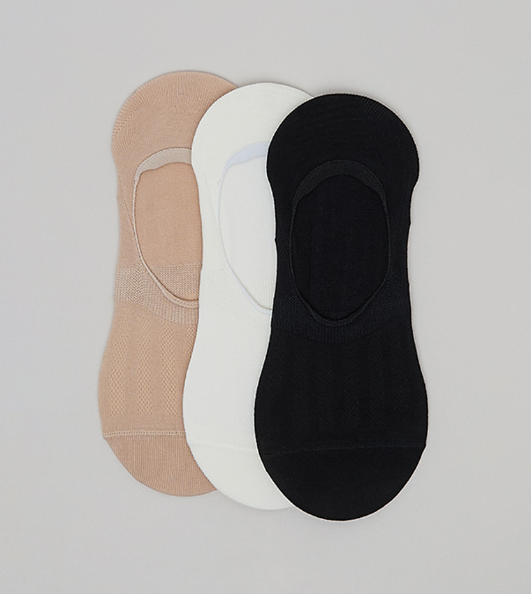 3 Pack Solid No-Show Socks