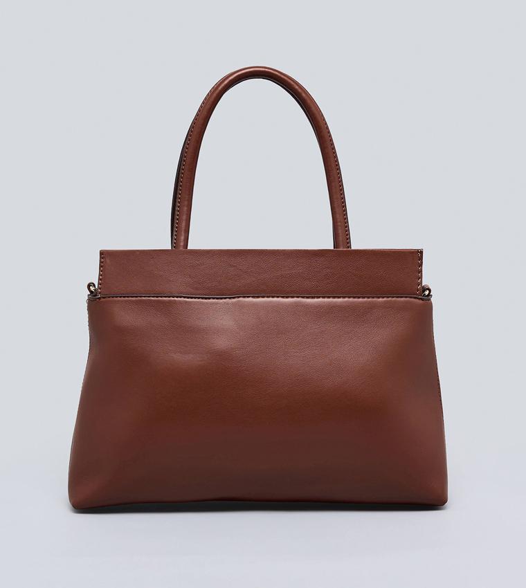 Solid Twist-Lock Satchel Bag