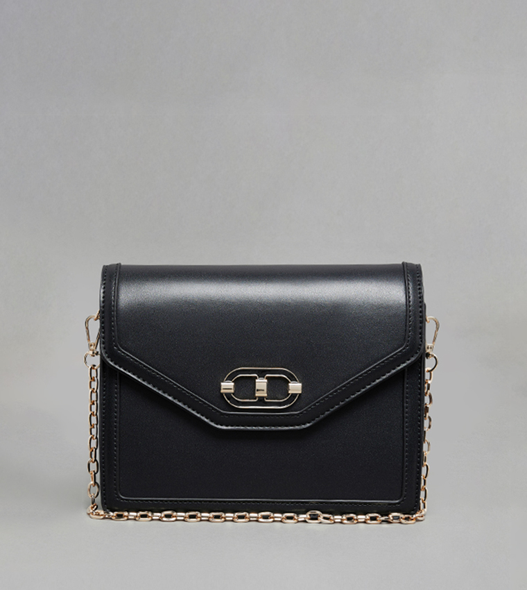 Solid Flap Crossbody Bag