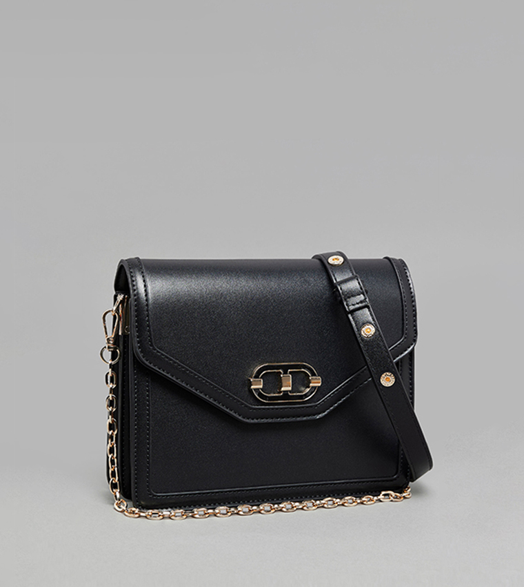 Solid Flap Crossbody Bag