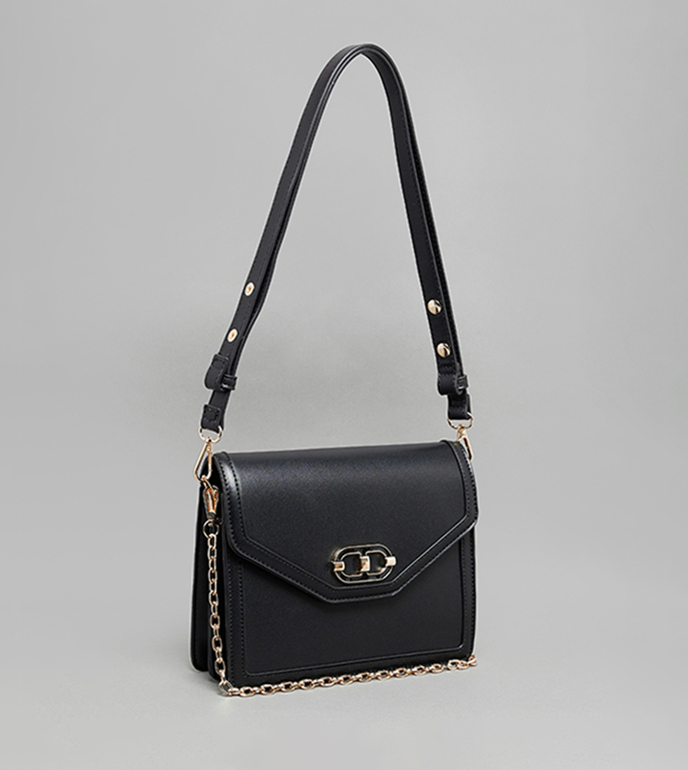 Solid Flap Crossbody Bag