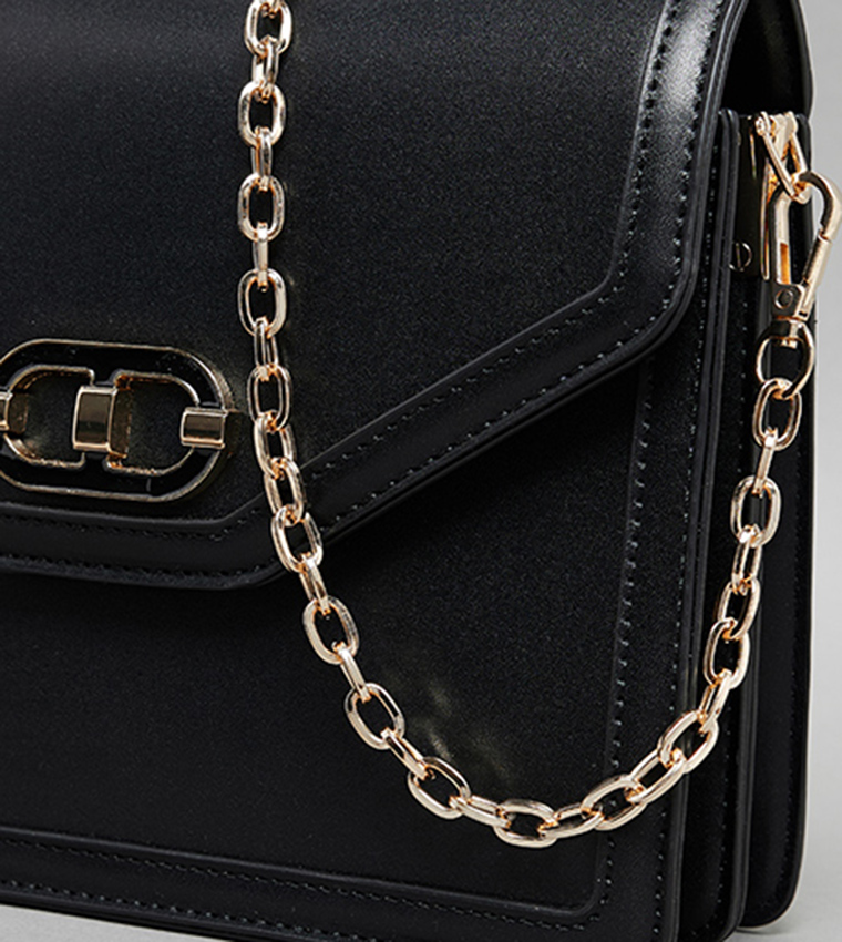 Solid Flap Crossbody Bag