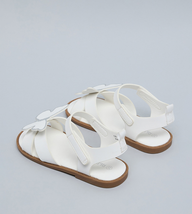 Appliqued Ankle Strap Flat Sandals