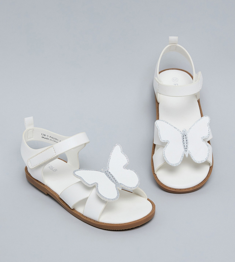 Appliqued Ankle Strap Flat Sandals