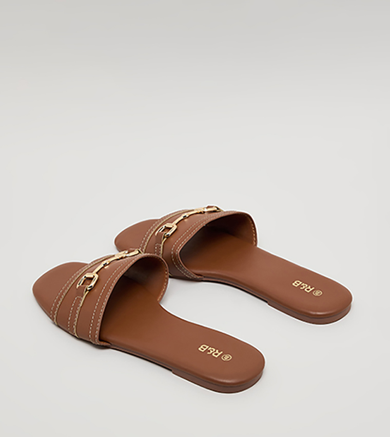 Metal Accent Flat Sandals