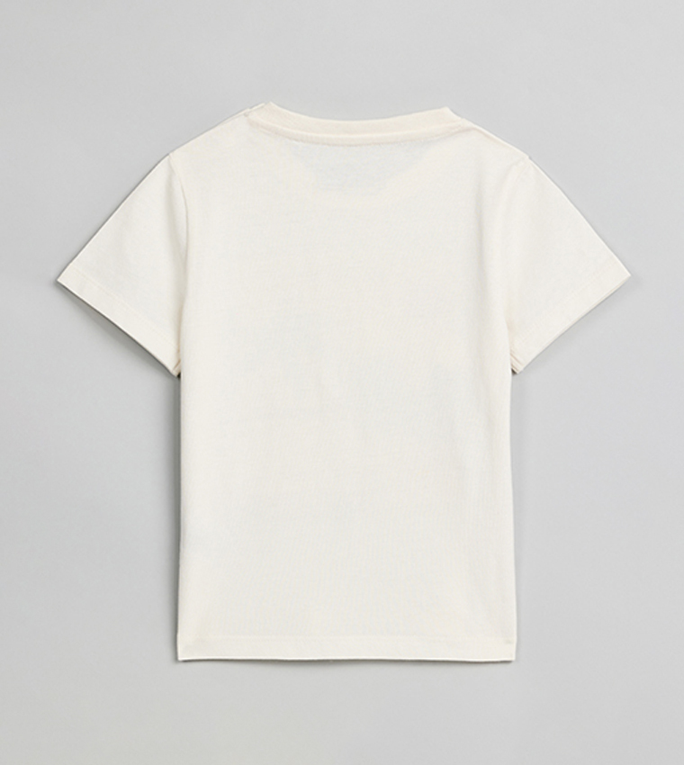 تيشيرت كم قصير بقبة مستديرة بطبعة جرافيك