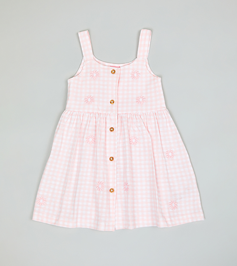 Solid Top and Checked Pinafore Set