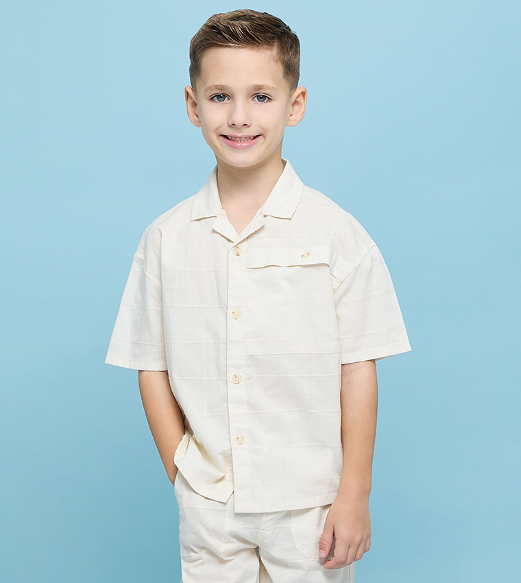 Textured Shirt and Shorts Set