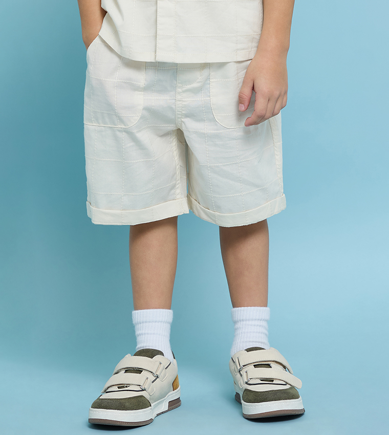 Textured Shirt and Shorts Set