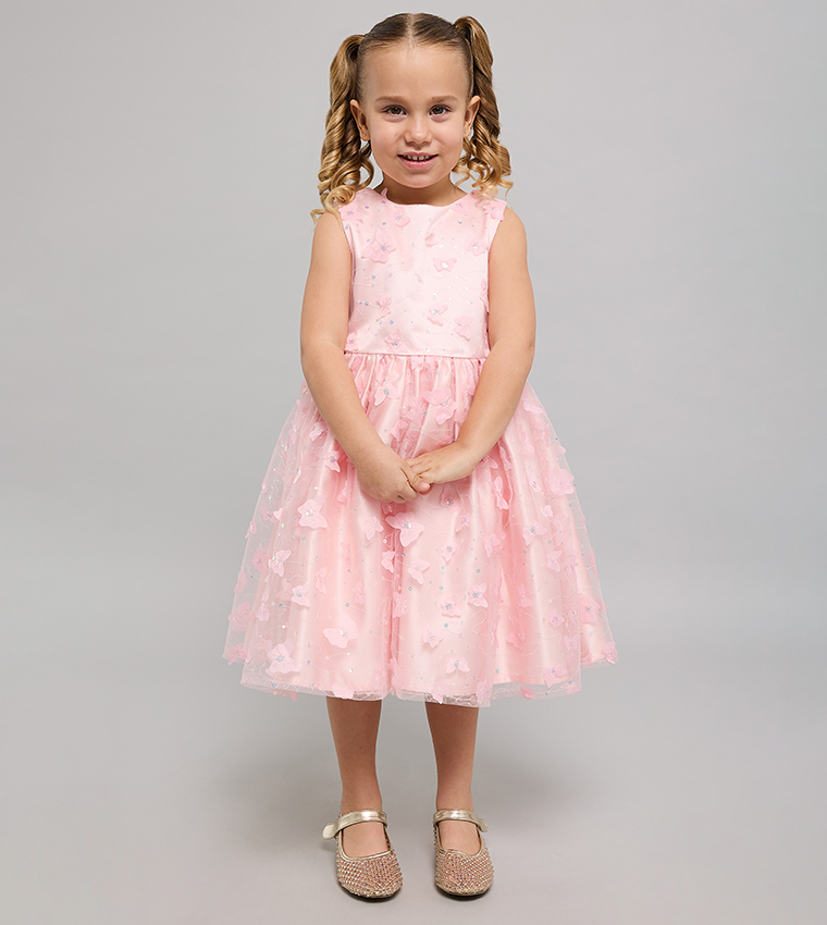 Appliqued Sleeveless Fit & Flare Dress