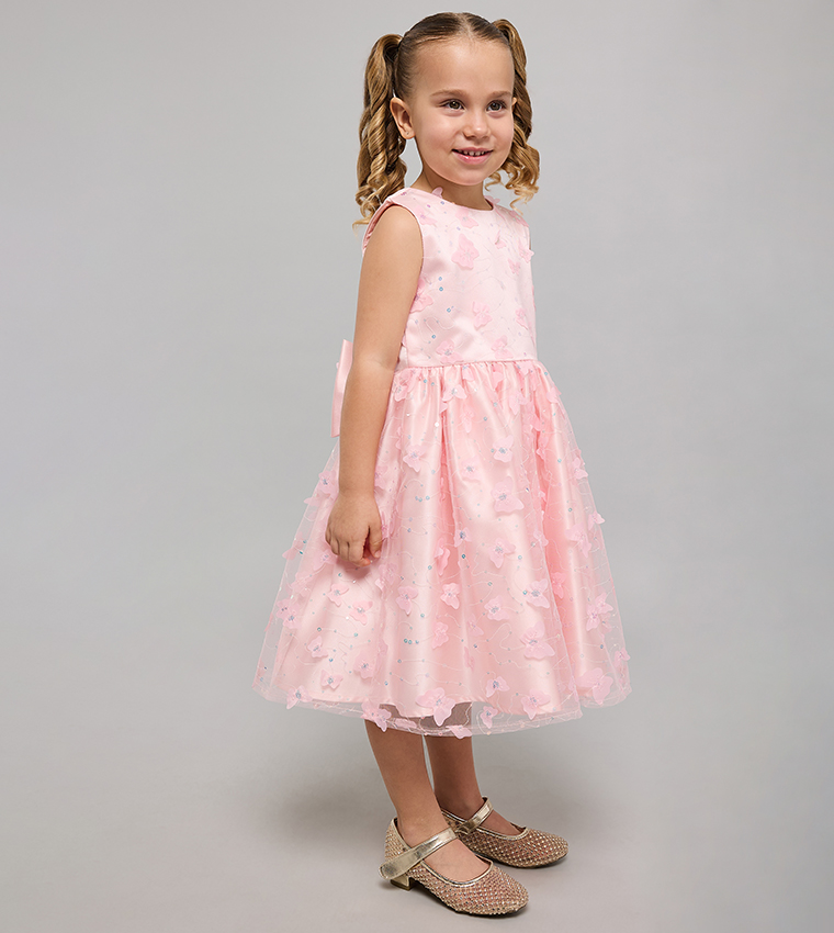 Appliqued Sleeveless Fit & Flare Dress