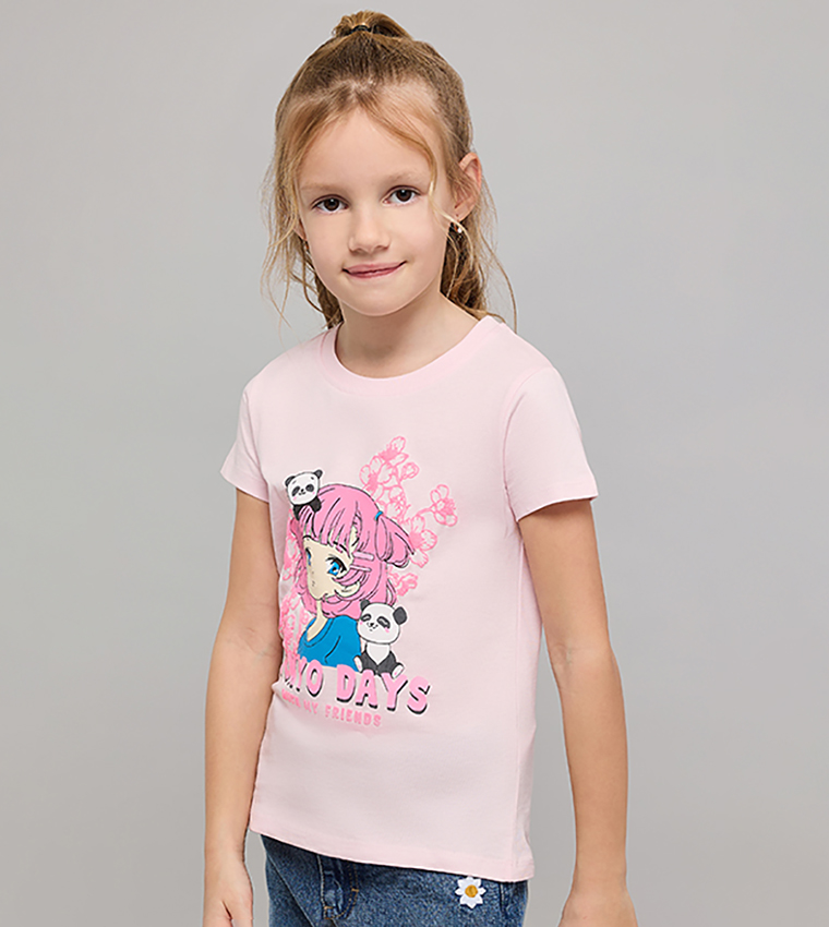 Printed T-Shirt with Crew Neck and Short Sleeves