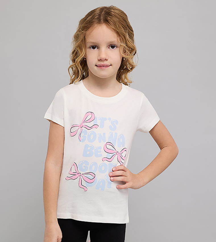 Printed T-Shirt with Crew Neck and Short Sleeves