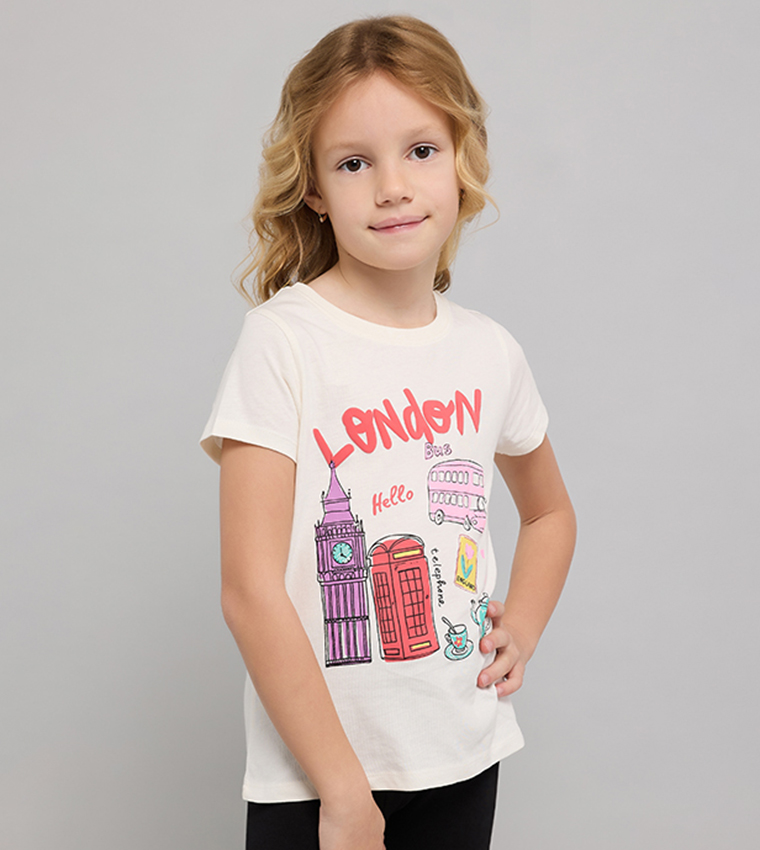Printed T-Shirt with Crew Neck and Short Sleeves