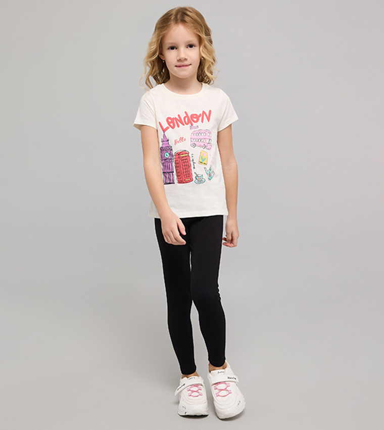 Printed T-Shirt with Crew Neck and Short Sleeves