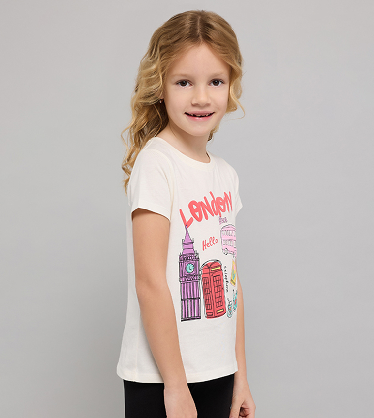 Printed T-Shirt with Crew Neck and Short Sleeves