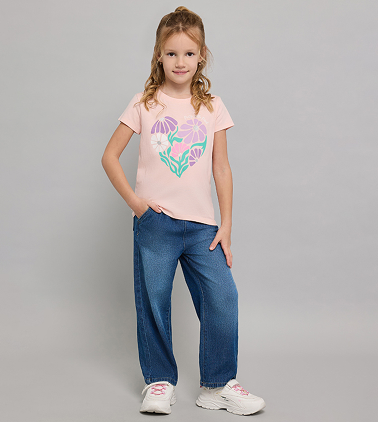 Printed T-Shirt with Crew Neck and Short Sleeves