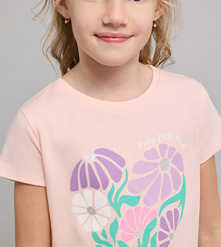 Printed T-Shirt with Crew Neck and Short Sleeves