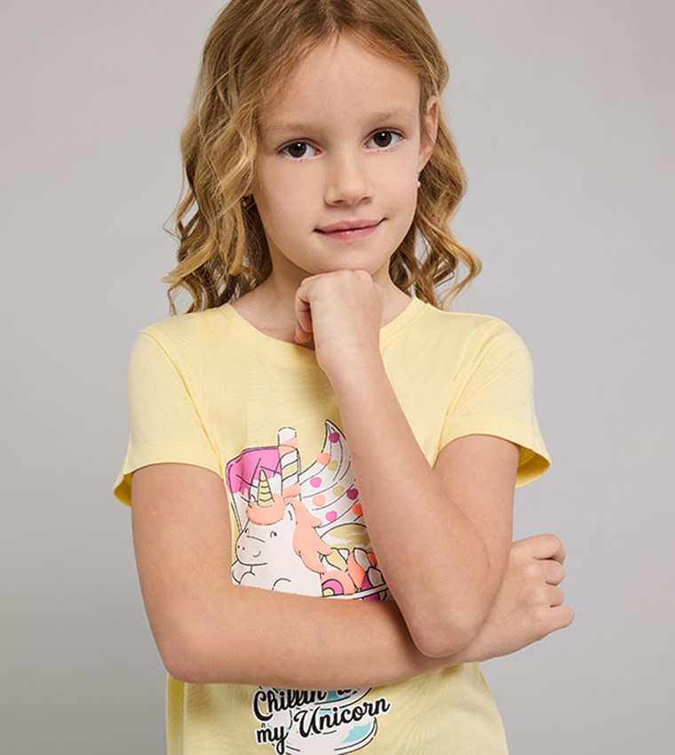 Printed T-Shirt with Crew Neck and Short Sleeves