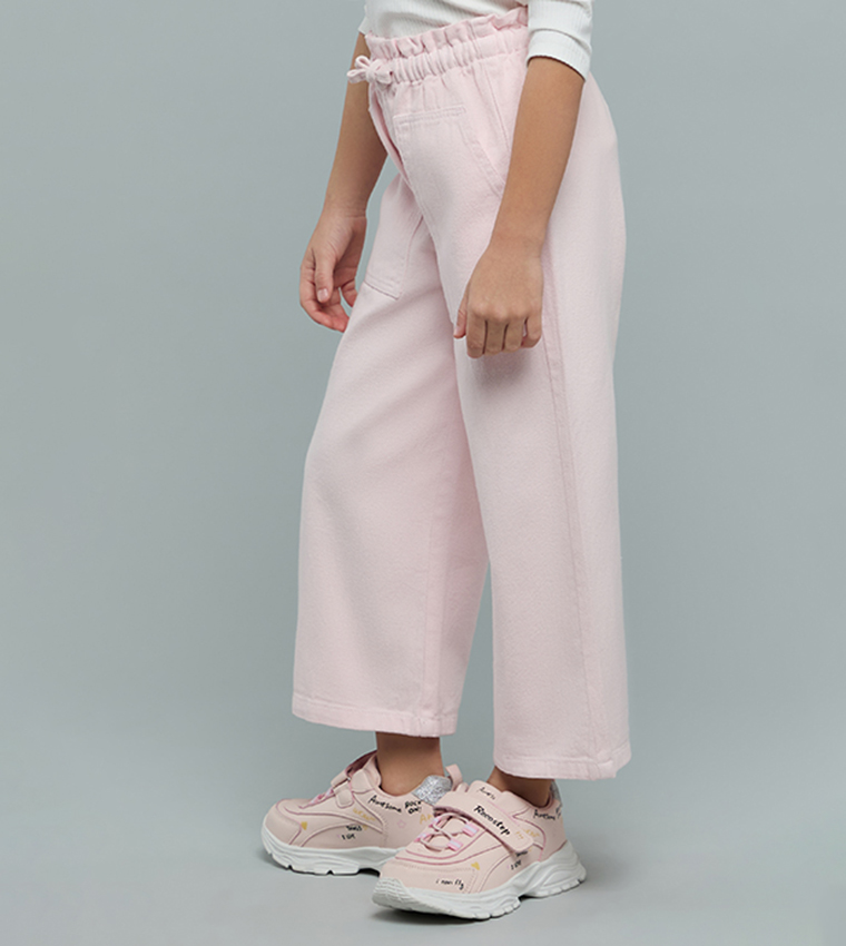 بنطلون واسع سادة برباط على الخصر