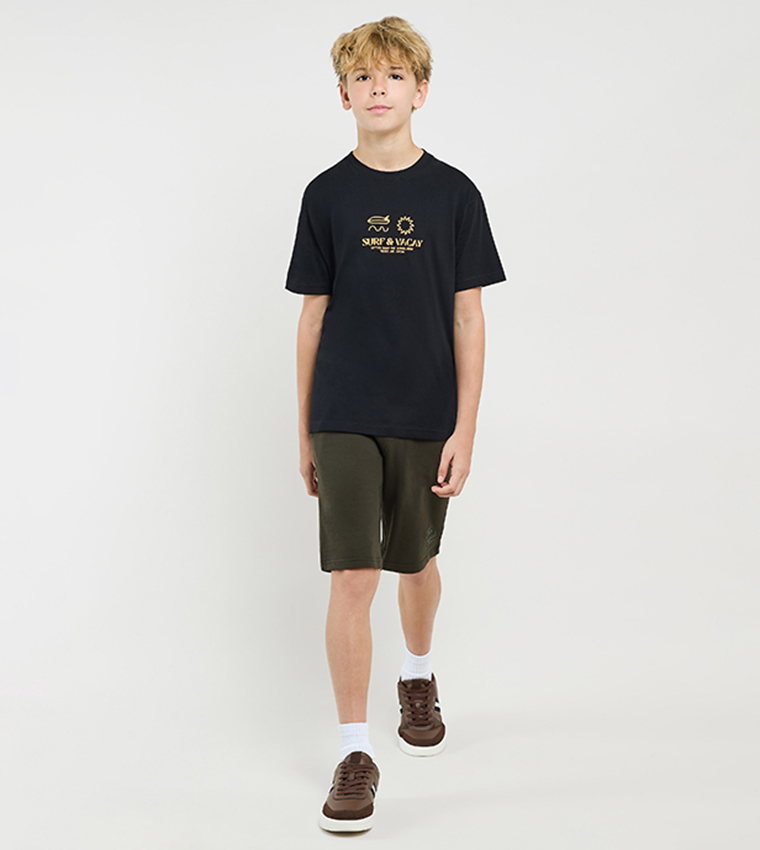 Printed T-Shirt with Crew Neck and Short Sleeves