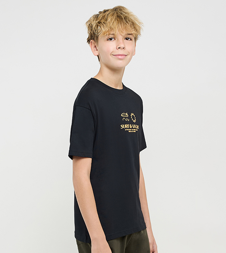 Printed T-Shirt with Crew Neck and Short Sleeves