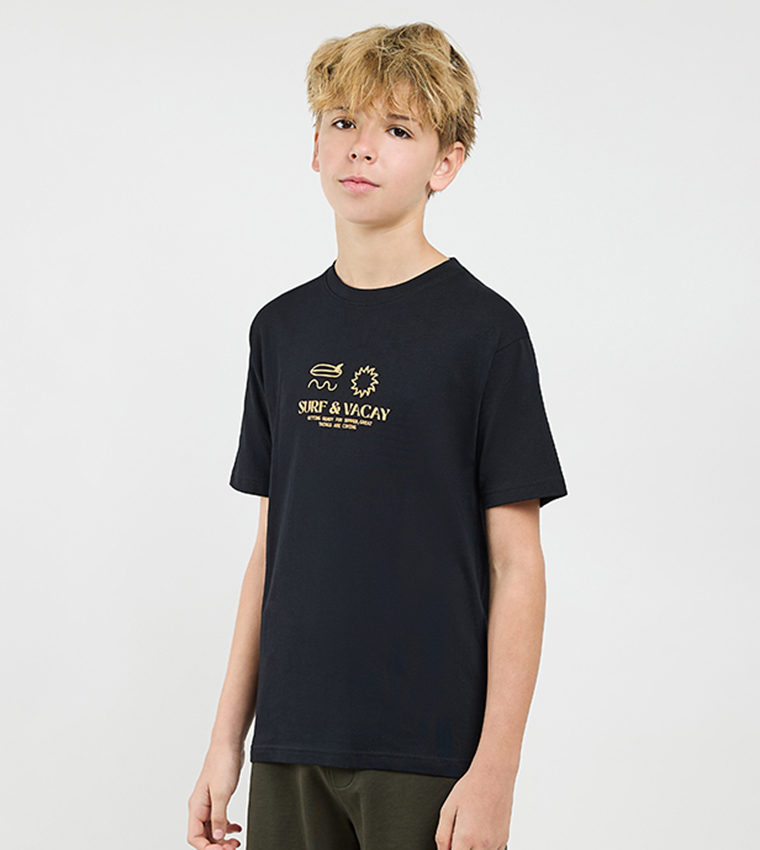 Printed T-Shirt with Crew Neck and Short Sleeves