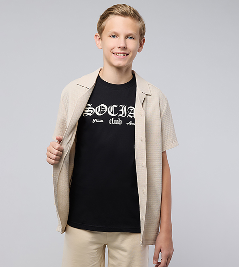 Printed T-Shirt with Crew Neck and Short Sleeves