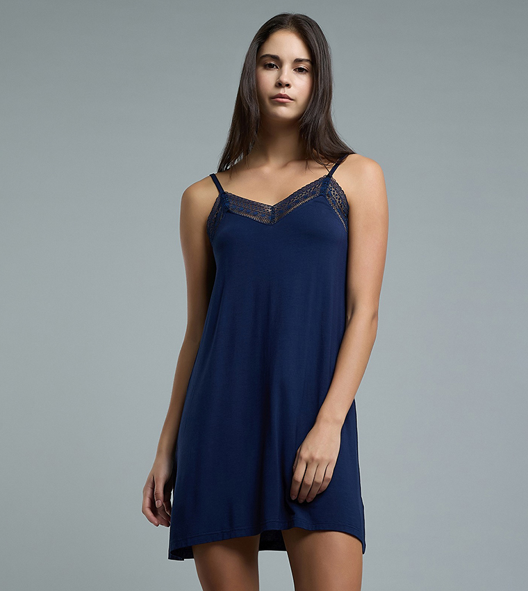 Lace Trim Strappy Nightdress