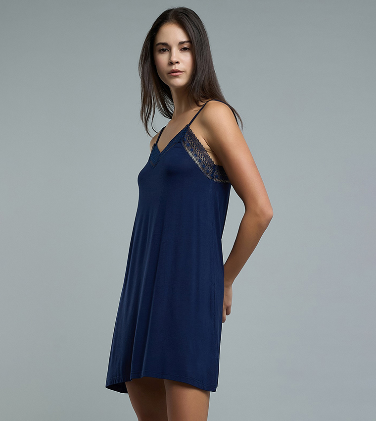 Lace Trim Strappy Nightdress