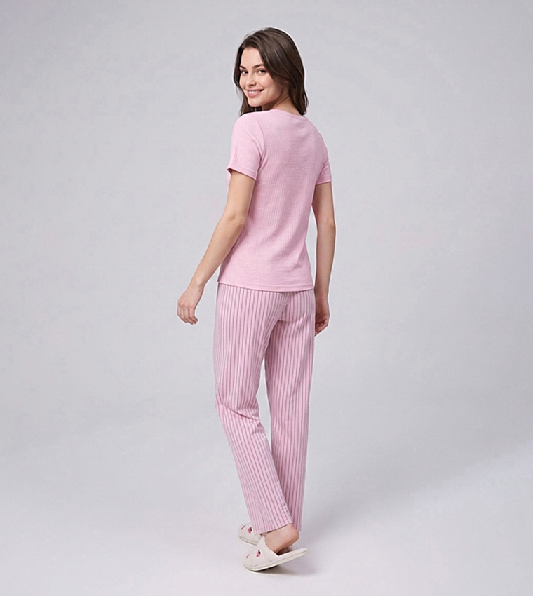 Solid Short Sleeves Pyjama Set