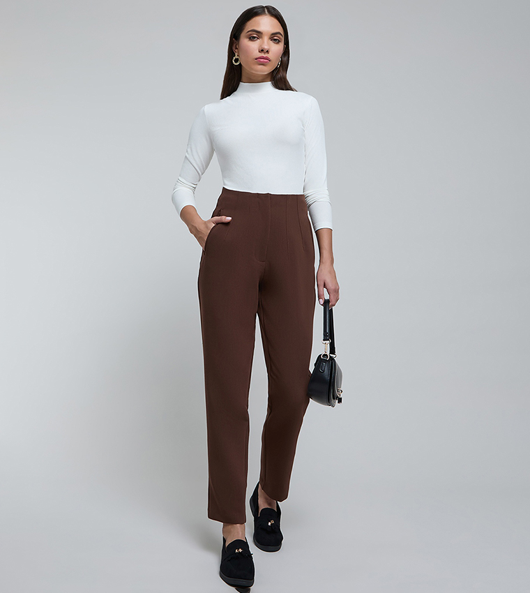 Ribbed Top with Mock Neck and Long Sleeves